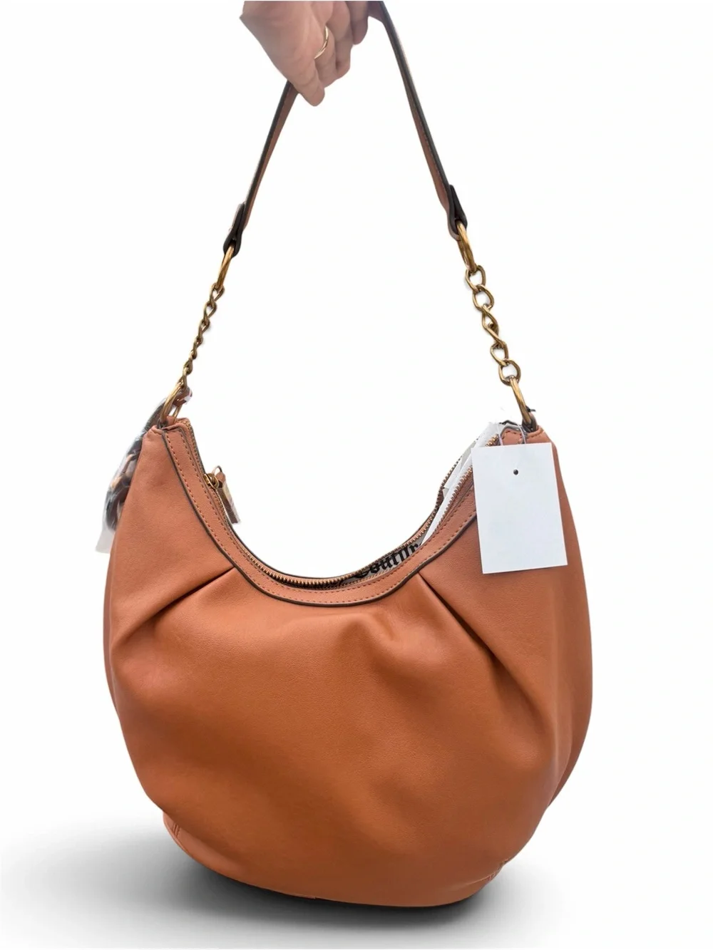 Juicy Couture Caramel Brown Leather Hobo with Heart Logo